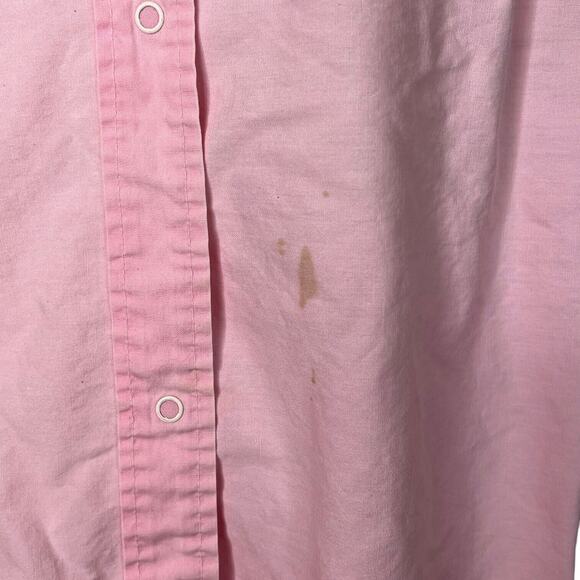 Vintage 60s Snap Front House Dress Mumu Embroidered FLAW Light Pink L Large - Picture 5 of 6